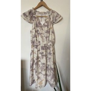 NWT Gilli Ivory and Purple Tie Dye Short Sleeve Dress Size Small